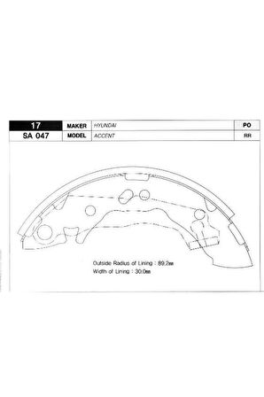 Arka Kampana Pabuç Balata Hyundaı Accent 1.3l 1.5l 4g13 4g15 95-00 / Atos 1.0l 1