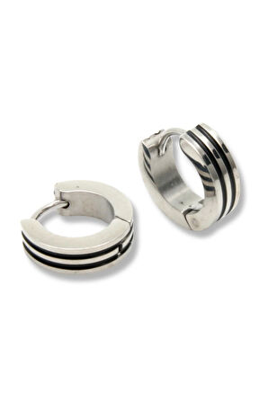 Çift Çizgili Çelik Küpe