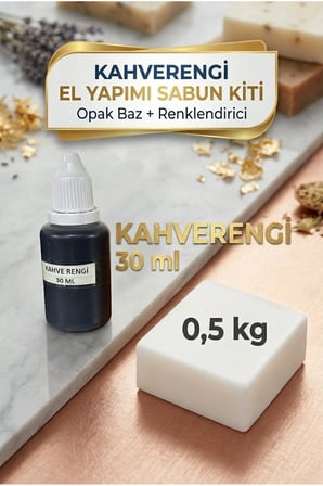 500 gr Opak Sabun Bazı + Kahverengi Sabun Boyası 30 ml Seti – Doğal Görünümlü Sabun Yapımı