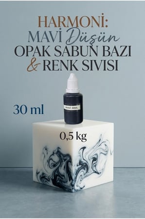 500 gr Opak Sabun Bazı + Mavi Sabun Boyası 30 ml Seti – El Yapımı Sabun Malzemeleri