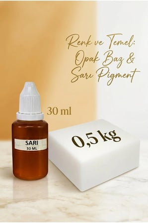 500 gr Opak Sabun Bazı + Sarı Sabun Boyası 30 ml Seti – El Yapımı Sabun Hobi Kiti