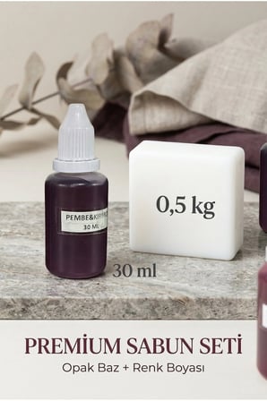 500 gr Opak Sabun Bazı + Pembe Kırmızı Sabun Boyası 30 ml Seti – El Yapımı Sabun Seti