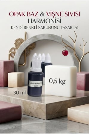 500 gr Opak Sabun Bazı + Vişne Kırmızı Sabun Boyası 30 ml Seti – Profesyonel Sabun Yapım Kiti