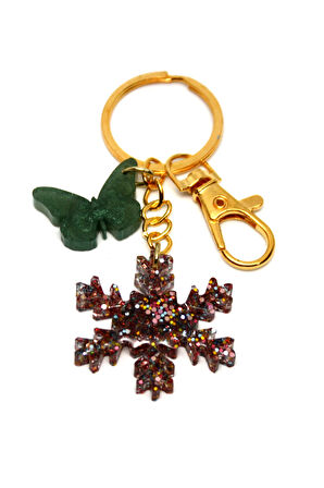 Kar Tanesi Ve Yeşil Kelebek Anahtarlık