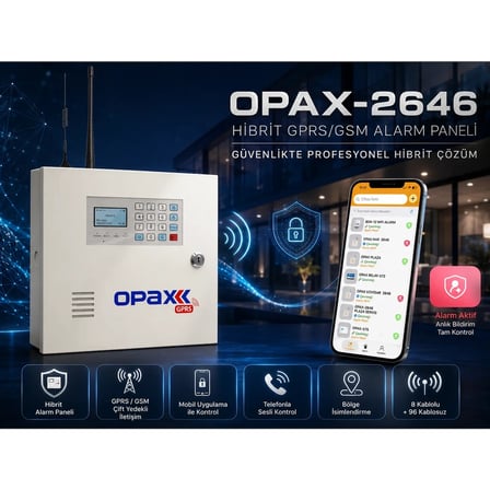 OPAX-2646 Kablolu ve Kablosuz GPRS/GSM Alarm Paneli