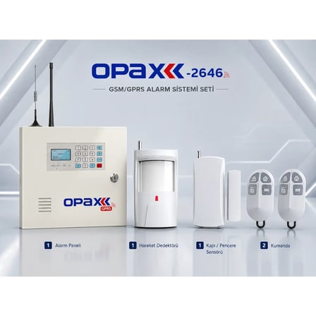 OPAX-2646 Kablolu ve Kablosuz GPRS/GSM Alarm Paneli