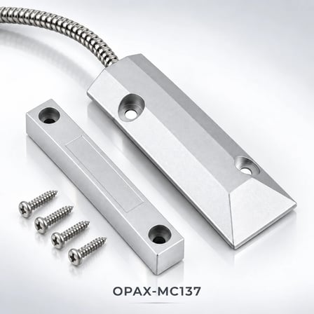OPAX MC-137 Kablolu Metal Manyetik Kontak | Kepenk, Kapı, Pencere ve Garaj Kapısı Sensörü