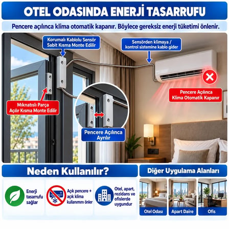 OPAX MC-137 Kablolu Metal Manyetik Kontak | Kepenk, Kapı, Pencere ve Garaj Kapısı Sensörü