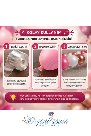 Balon Şeridi 5 Metre Delikli Şeffaf Balon Zinciri Balon Kemer Aparatı