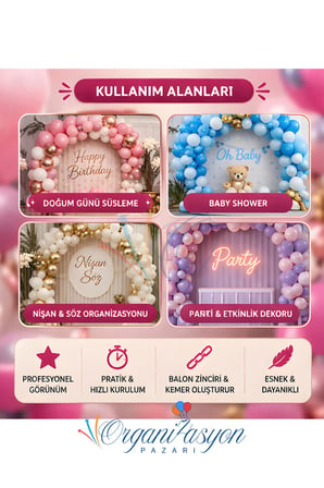 Balon Şeridi 5 Metre Delikli Şeffaf Balon Zinciri Balon Kemer Aparatı