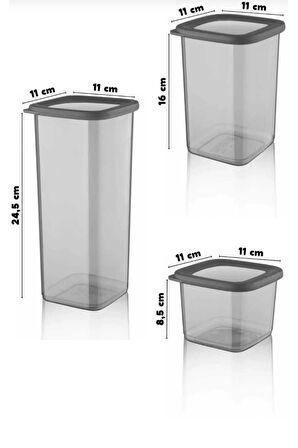 Etiketli 12'li Antrasit Ekonomik Kırılmaz Saklama Kabı Seti 1,75/1,2/0,55 Lt