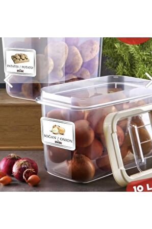 2'li Set 10 Lt Kolay Kayar Kapaklı Etiketli Multibox Patates & Soğan Saklama Kabı