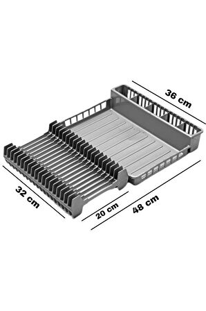 Tezgah Üstü Katlanır Bulaşıklık - Tabaklık - Kurutmalık Bulaşık Düzenleyicisi ANTRASİT