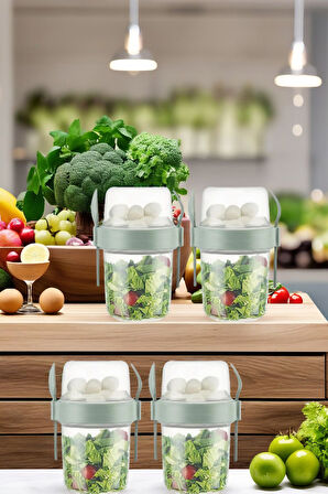 4 Adet Diyet & Kahvaltı Için Çatal & Kaşıklı Kapaklı Yoğurt Müsli Salata Meyve Saklama Kabı - 800 ml