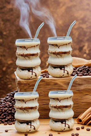 6 Adet Borosilikat Boğumlu Model Kokteyl ve Soğuk-Sıcak Kahve Bardağı Pipet 350ML