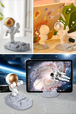 Mini Astronot Model Telefon ve Tablet Tutucu Standı