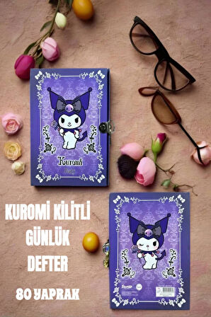 Kuromi Kilitli Defter 80 Yaprak Mavi- 14 X 20