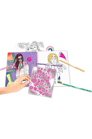 TOPModel - Pullu Tasarım Boyama Kitabı, Yaratıcı Tasarımlar için 40 Model Motif, Çıkartma Kağıdı