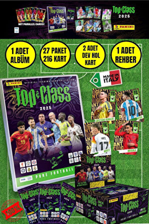 Panini Top Class Adrenalyn Mega 2025 Başlangıç Paketi Futbolcu Kartları Dergi Albüm + 27 pk 216 Kart