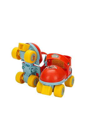Paw Patrol Çantalı Dizlik ve Dirseklikli 4 Teker Paten Seti-Kırmızı- (22-29 Numara Ayarlanabilir)