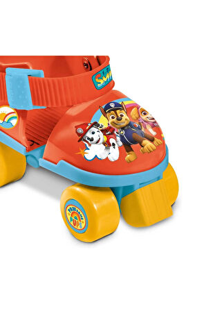 Paw Patrol Çantalı Dizlik ve Dirseklikli 4 Teker Paten Seti-Kırmızı- (22-29 Numara Ayarlanabilir)