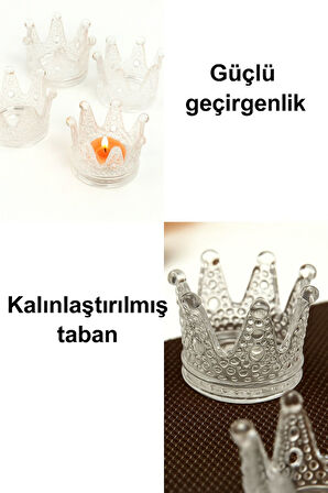Taç Form Cam Küllük / Mumluk / Fırça Kabı