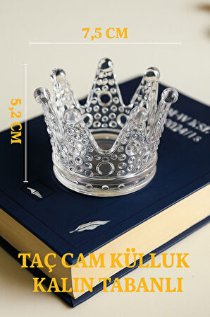 Taç Form Cam Küllük / Mumluk / Fırça Kabı