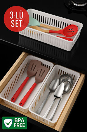 3'lü Çekmece İçi Kaşıklık Sepet Organizer