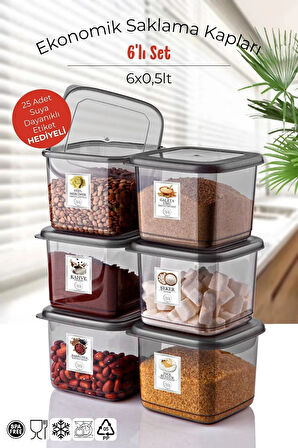 6’lı Set Saklama Kabı – Antrasit Renkli, Pratik ve Şık 550 ML