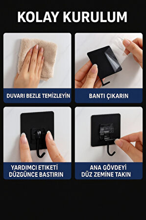 Deliksiz Montaj Pratik Askı Kancası – 10 Adet