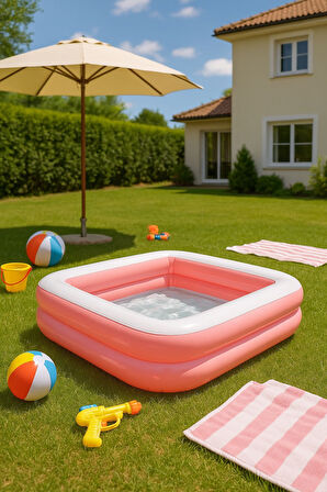 Yaz Serinliği Kare Çocuk Havuzu – 86x25 Pembe