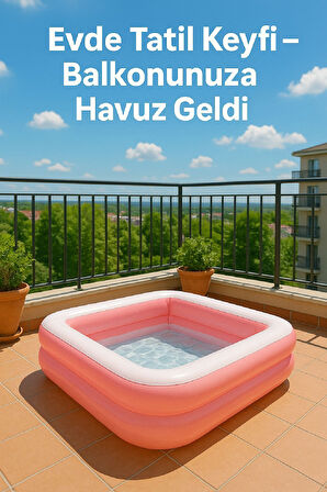 Yaz Serinliği Kare Çocuk Havuzu – 86x25 Pembe