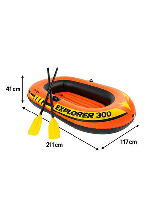 3 Kişilik Şişme Bot Seti – Kürek ve Pompalı Explorer 300