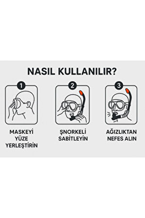 AquaPro Şnorkel + Maske Seti - Havuz-Deniz Maske ve Şnorkel Set + 14 Yaş