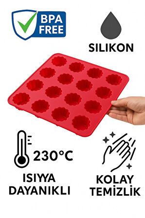 Silikon 16’lı Kek Kalıbı – Fırın, Mikrodalga ve Bulaşık Makinesi Uyumlu