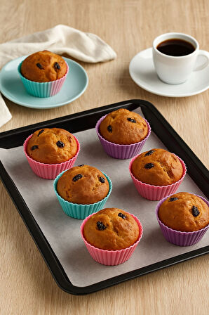 Pratik Silikon Muffin Kalıbı - 6’lı Set