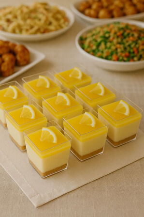 10’lu Kare Plastik Tatlı Sunum Bardakları – Şık ve Hazır İkramlık Set – 220 ML