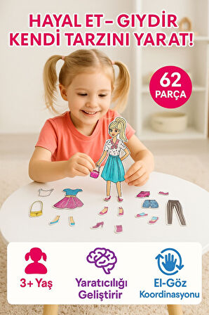 Manyetik Moda Kutusu Kıyafet Giydirme Magnet Kostümler, Eğitici Puzzle