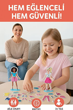 Manyetik Moda Kutusu Kıyafet Giydirme Magnet Kostümler, Eğitici Puzzle