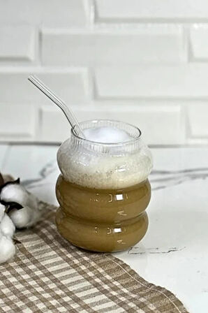 1 Adet Set Cam Buzlu Soğuk Kahve Bardağı + Cam Pipet Hediyeli 700 ml