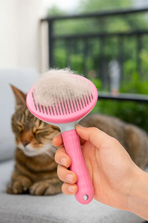 Otomatik Tüy Temizlemeli Kedi Köpek Tarağı – Konforlu Tarama İçin Ergonomik Fırça
