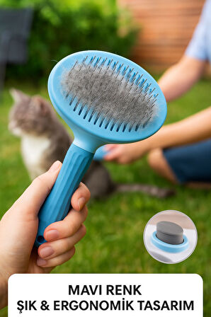 Otomatik Tüy Temizlemeli Kedi Köpek Tarağı – Konforlu Tarama İçin Ergonomik Fırça