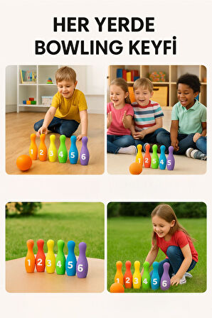 Çocuklar İçin Ahşap Bowling Seti ve Eğitici Ürün El Becersini Geliştirir Motor Beceri Katkı Sağlar