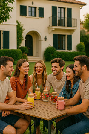 6 Adet GLASSMATE – Isıya Dayanıklı Bambu Kapaklı Bardak 650 ML