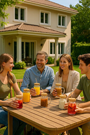 6 Adet GLASSMATE – Isıya Dayanıklı Bambu Kapaklı Bardak 650 ML