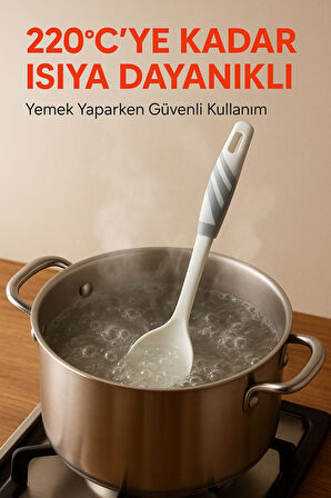 Modern Tasarım Kaşık Pişirme ve Servis Seti – 220°C Isıya Dayanıklı Beyaz