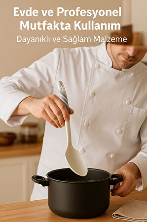 Modern Tasarım Kaşık Pişirme ve Servis Seti – 220°C Isıya Dayanıklı Beyaz