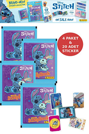 4 Paket Stitch Panini Süper ScrapBook Çıkartma 20 Adet Sticker