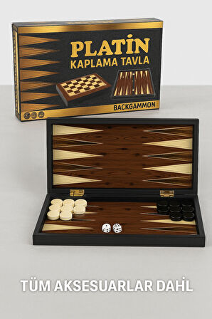 Platin Kaplama Büyük Boy Tavla – Tavla & Dama 2’si 1 Arada, Çizilmez Yüzey Set