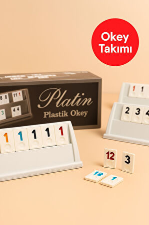 Platin Plastik Okey Takımı – Dayanıklı, Silinebilir, Kalın Taşlı, Antibakteriyel Set